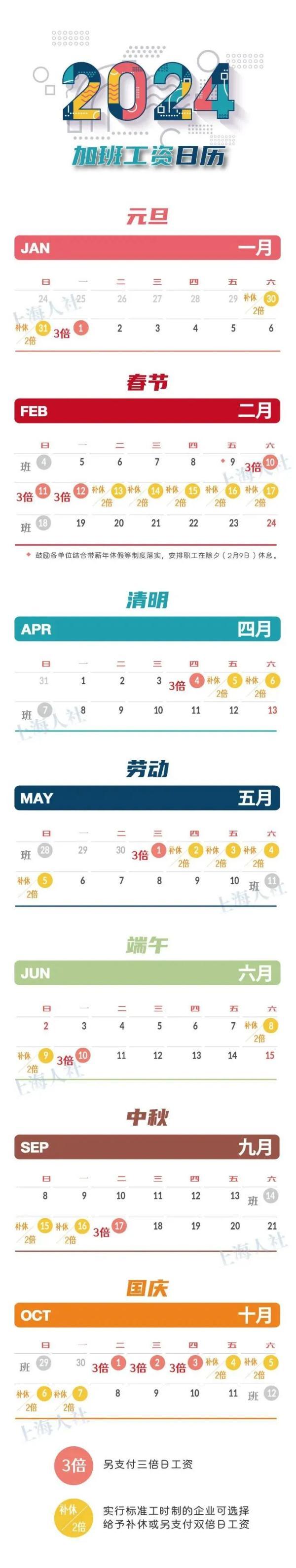 2024年日历全年表（2024最新放假通知！“加班工资”日历来了）-第2张图片-拓城游